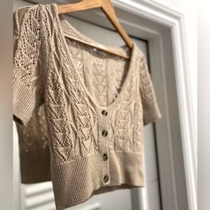 L’academie Cropped Beige Cardigan Sweater